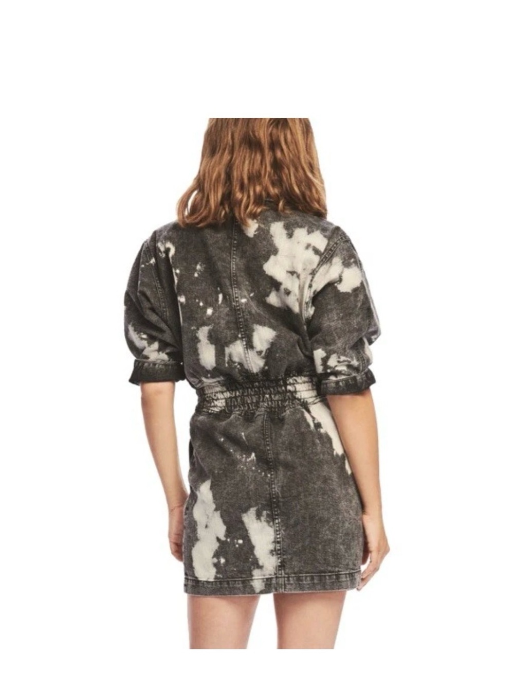 Retrofète Black and White Acid-Wash Denim Mini Dress - Picture 2 of 13